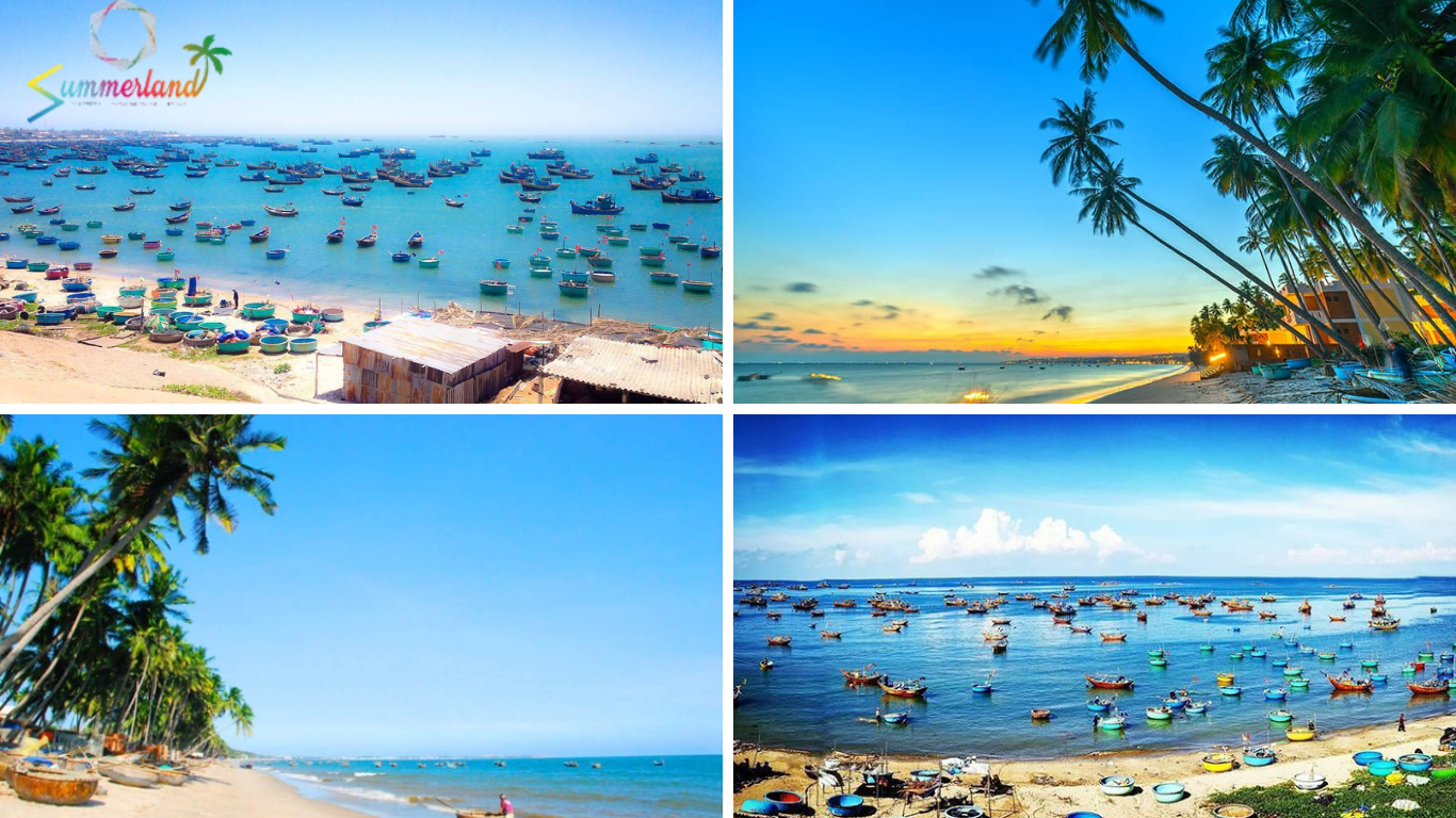 Bãi biển Mũi Né tại Phan Thiết nằm ở tỉnh nào – Bình Thuận, với cát trắng mịn, nước biển trong xanh, và hàng dừa xanh mát.