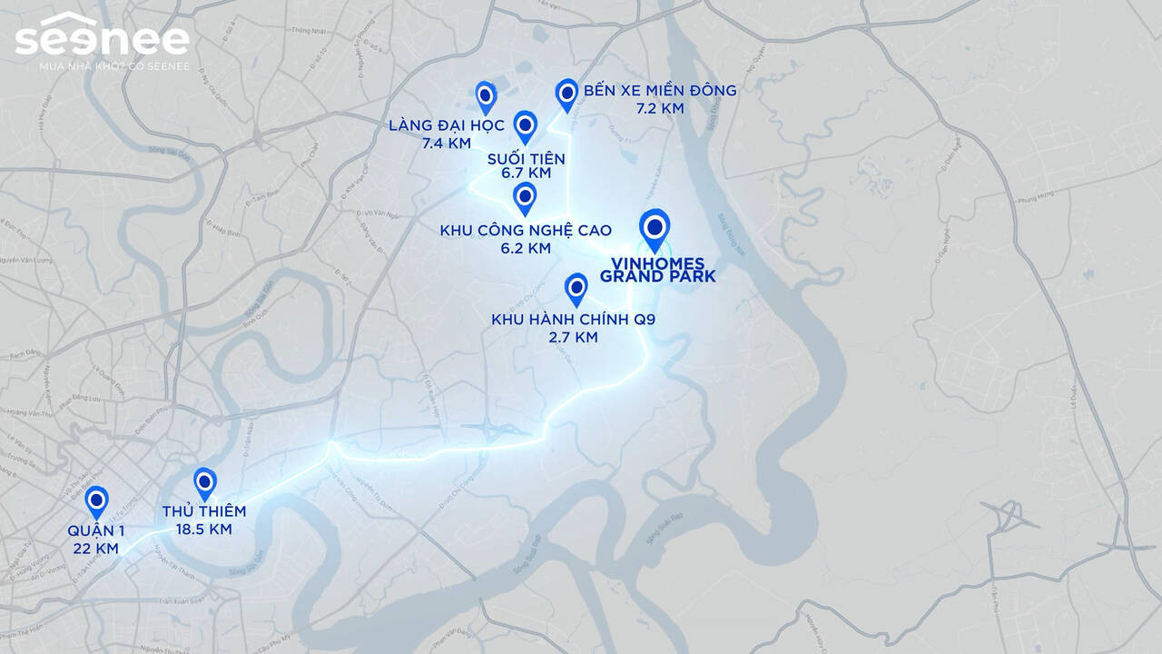 Kết nối giao thông thuận tiện từ Vinhomes Grand Park đến các khu vực trung tâm