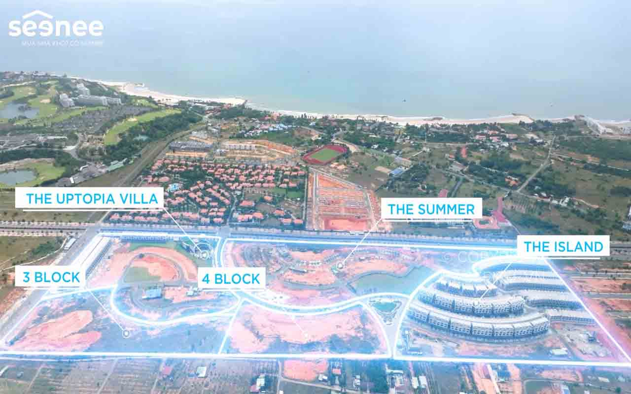 Sơ đồ tổng quan các phân khu tại dự án Summerland Mũi Né