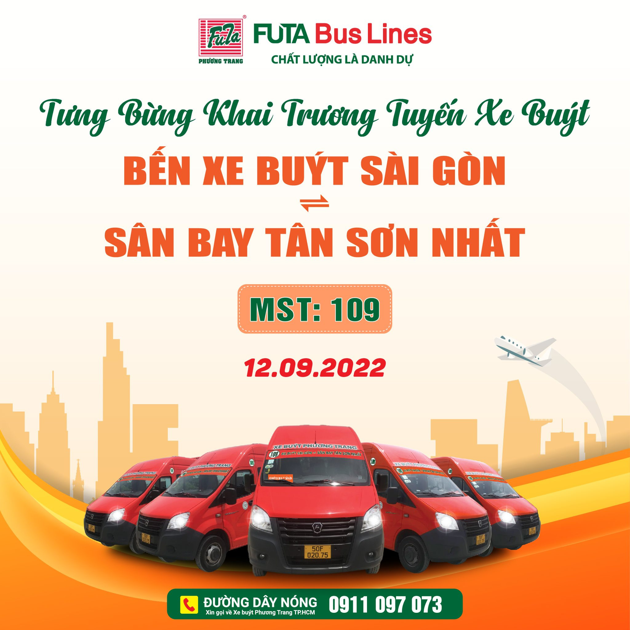 Xe buýt GAZ B20 mới của Phương Trang trong lễ khai trương tuyến 109 kết nối Sân bay Tân Sơn Nhất và trung tâm Sài Gòn