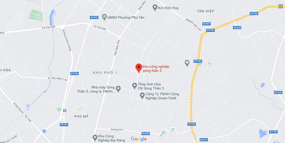 Bản đồ vị trí KCN Sóng Thần 3 kết nối giao thông