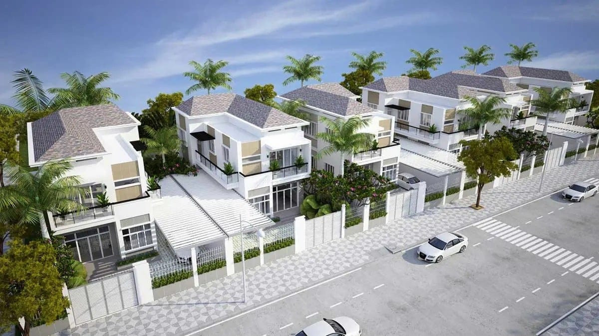 Hình ảnh phối cảnh mẫu biệt thự song lập tại Lucky Garden Bình Mỹ