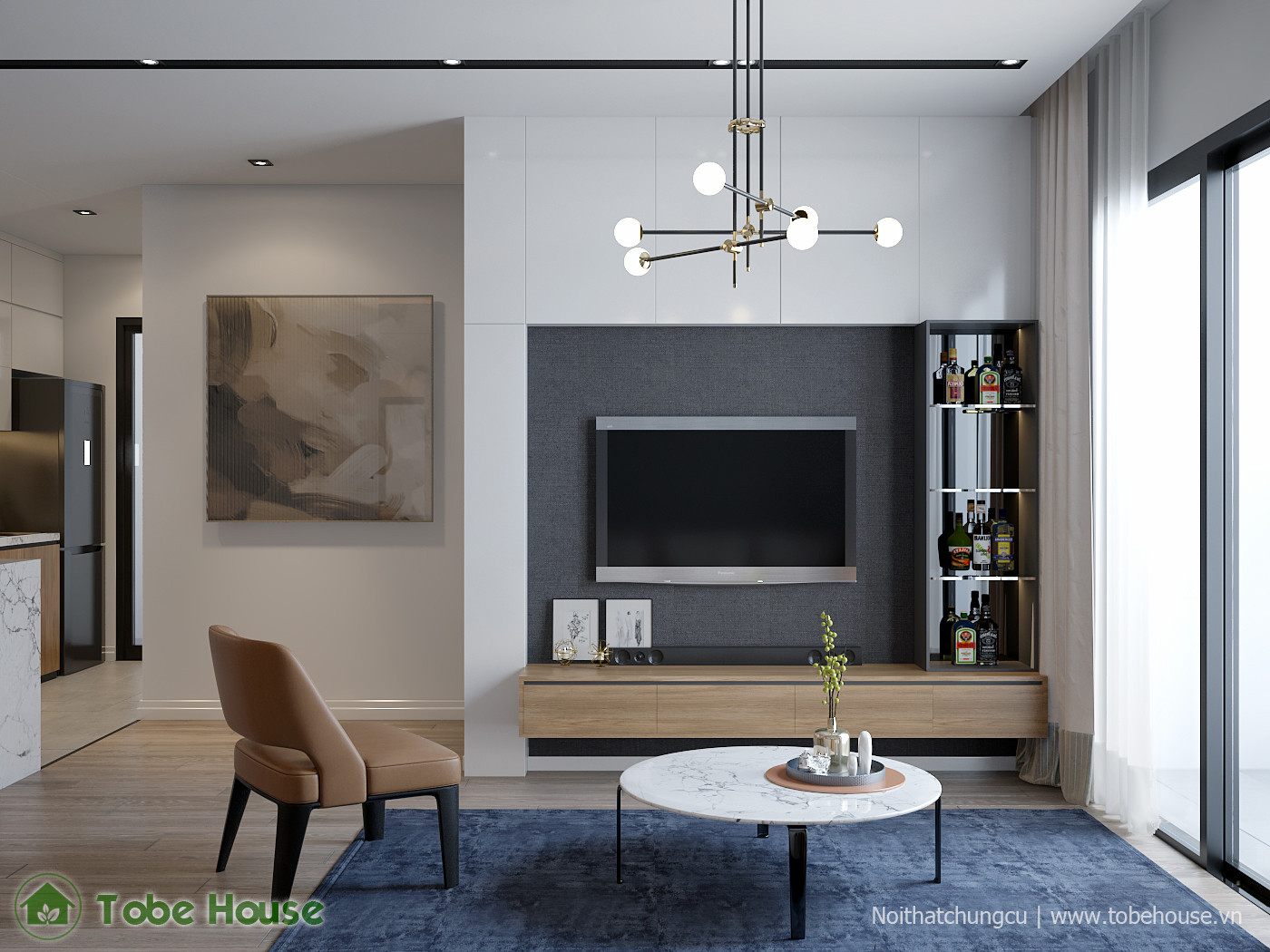 Kệ tivi phòng khách Hope Residence với Backdrop Laminate