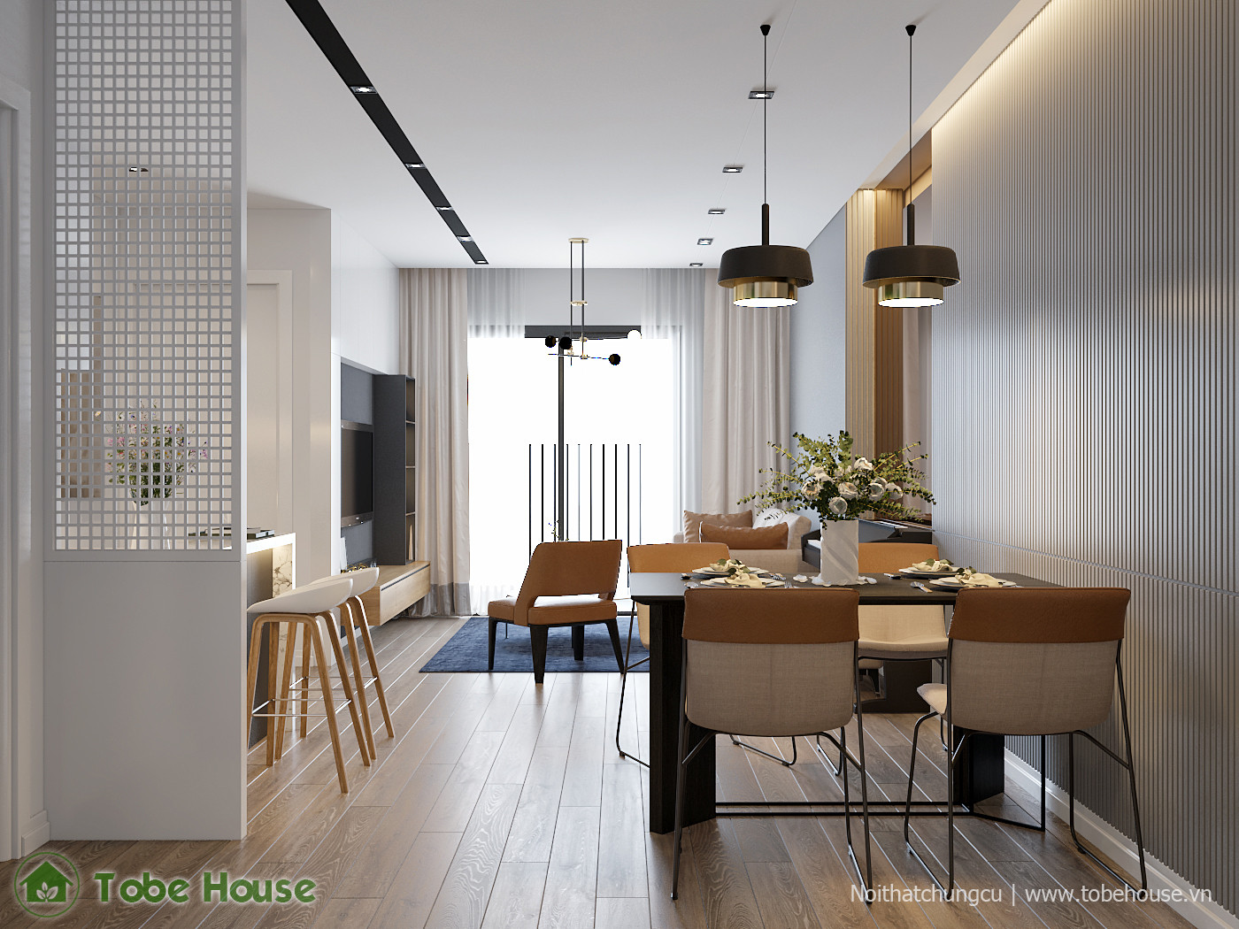 Khu vực bàn ăn ấm cúng trong căn hộ Hope Residence