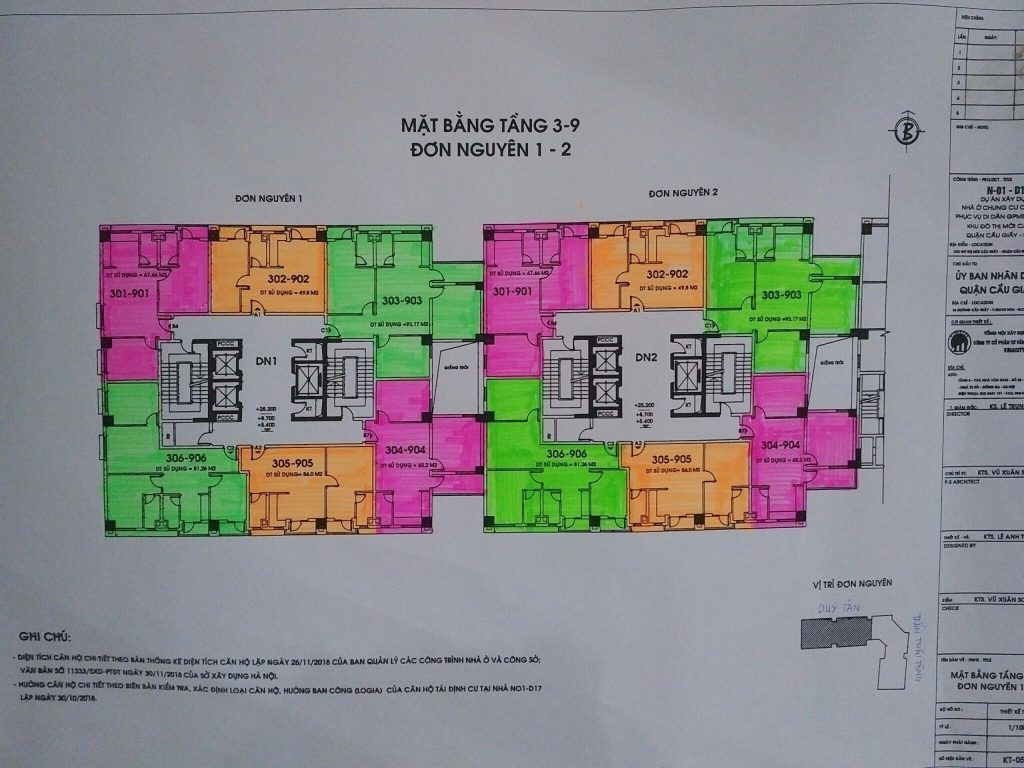 Mặt bằng tổng thể dự án N01-D17 Duy Tân với các khối tòa nhà và tiện ích
