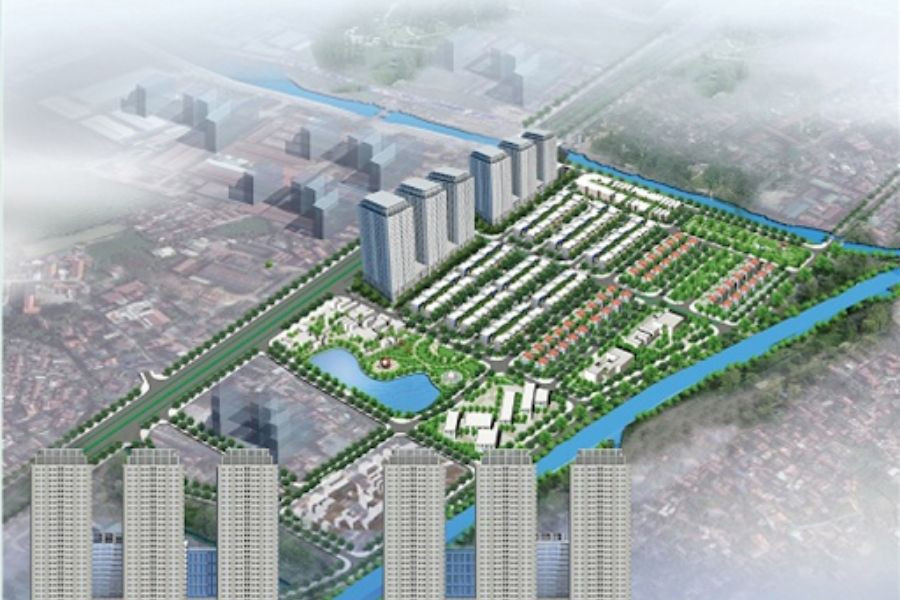 Mặt bằng tổng thể Khu đô thị Đại Thanh với các tòa nhà và khu chức năng