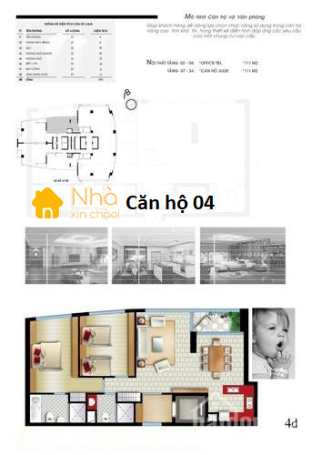 Thiết kế mặt bằng căn hộ 04 điển hình của Ngọc Khánh Plaza