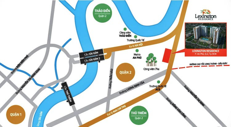 Vị trí chiến lược của dự án Lexington Residence Quận 2