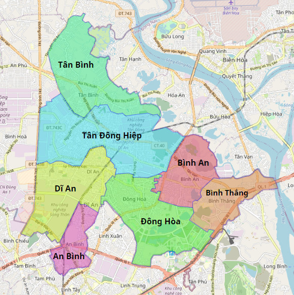 Bản đồ quy hoạch tổng thể phát triển không gian đô thị thành phố Dĩ An