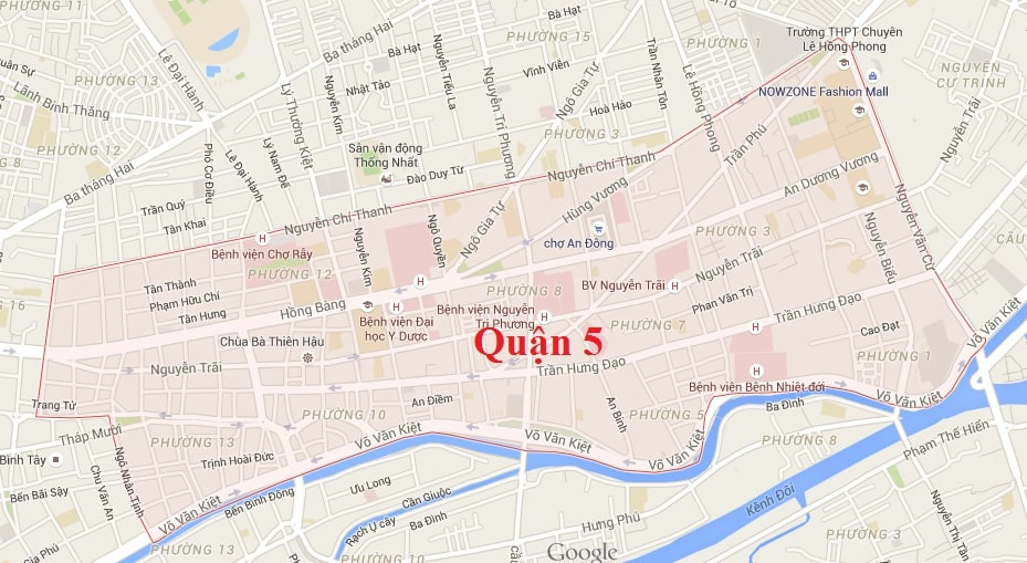 Bản đồ tiện ích ngoại khu xung quanh dự án Á Châu Quận 5