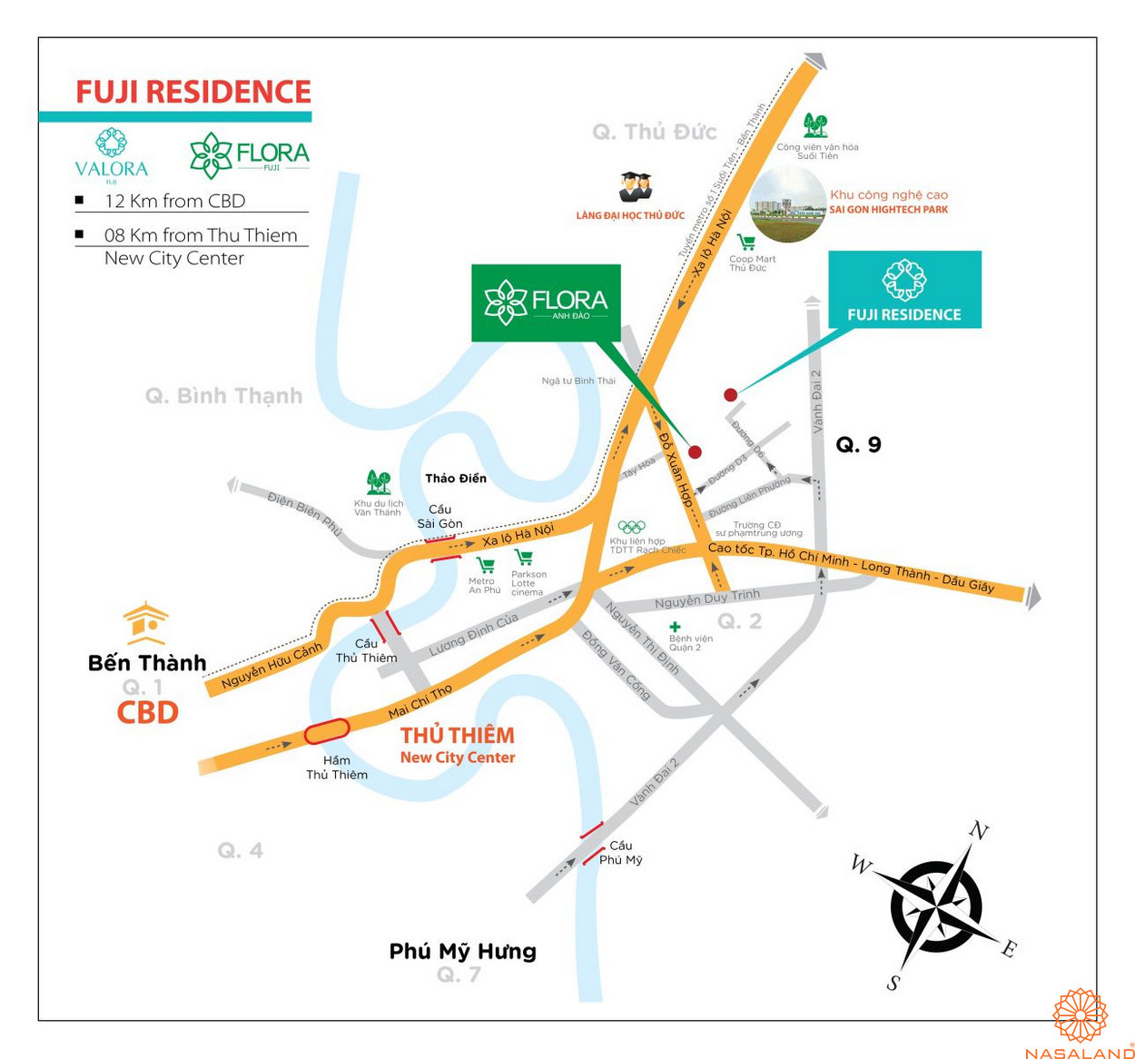 Bản đồ vị trí chiến lược của dự án biệt thự Valora Fuji ở Quận 9