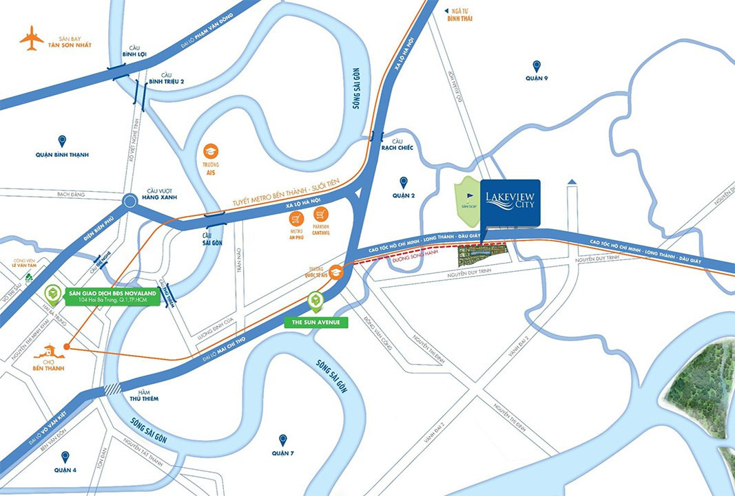 Bản đồ vị trí chiến lược của dự án Khu đô thị Lakeview City