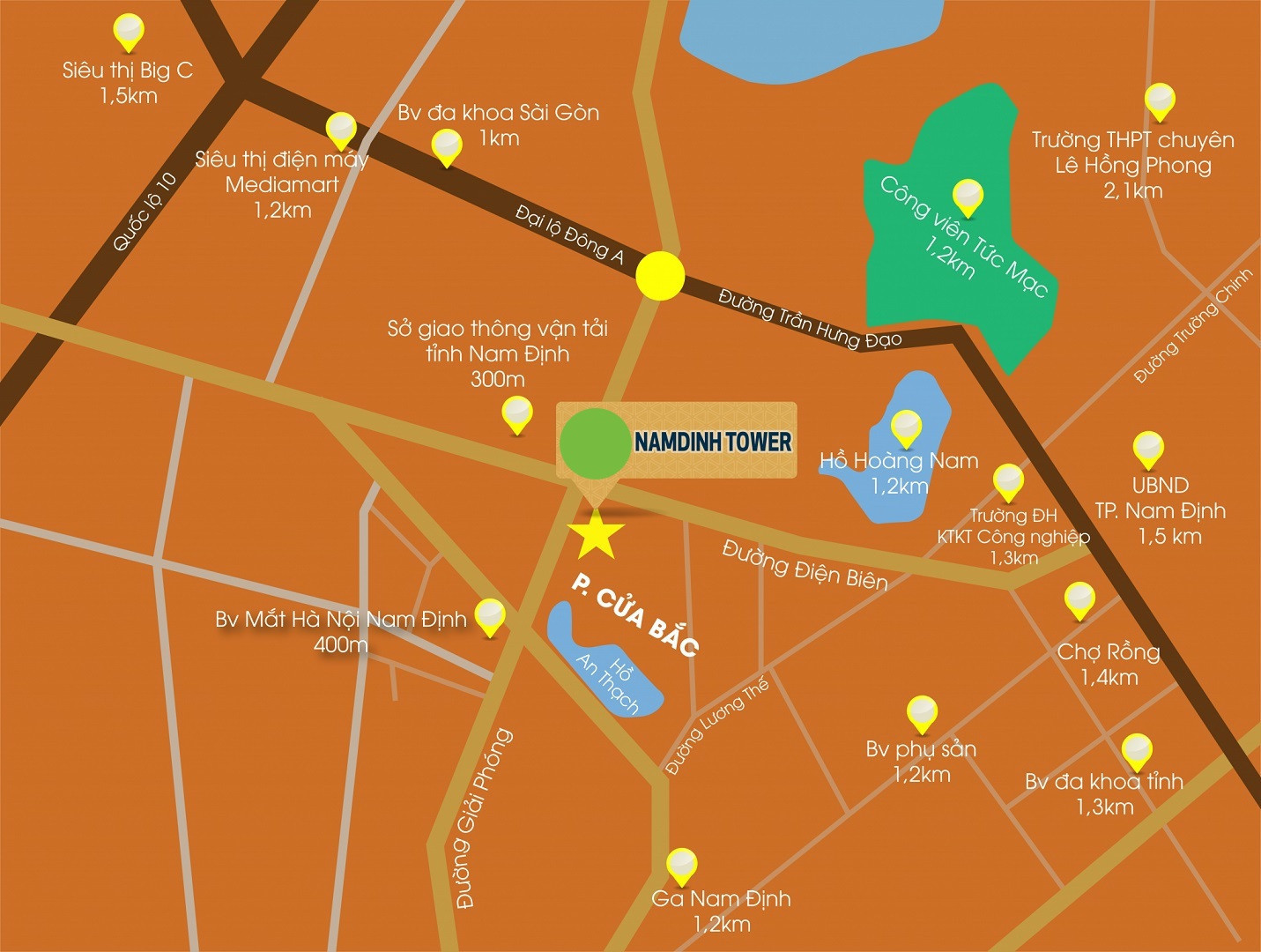Bản đồ vị trí chiến lược của dự án Nam Định Tower.