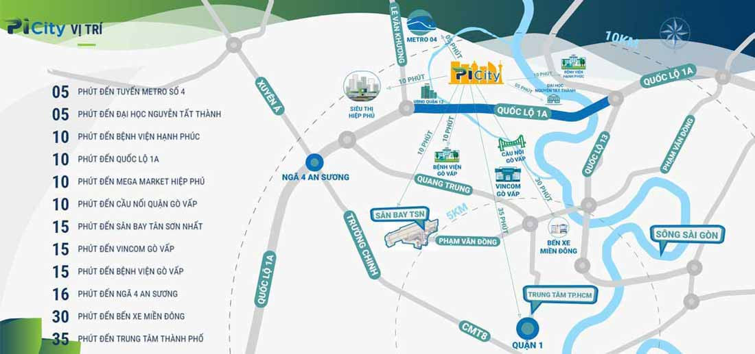 Bản đồ vị trí chiến lược của dự án PiCity High Park tại Quận 12