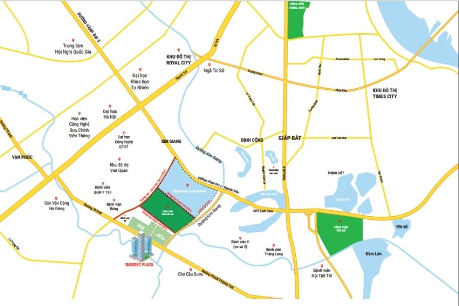 Bản đồ vị trí chiến lược của dự án Tabudec Plaza Cầu Bươu