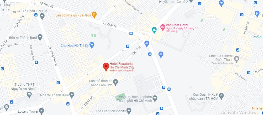 Bản đồ vị trí chiến lược của Khách sạn Hotel Equatorial