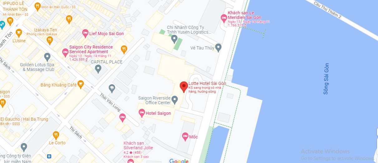 Bản đồ vị trí chiến lược của Khách sạn Lotte Hotel Sài Gòn