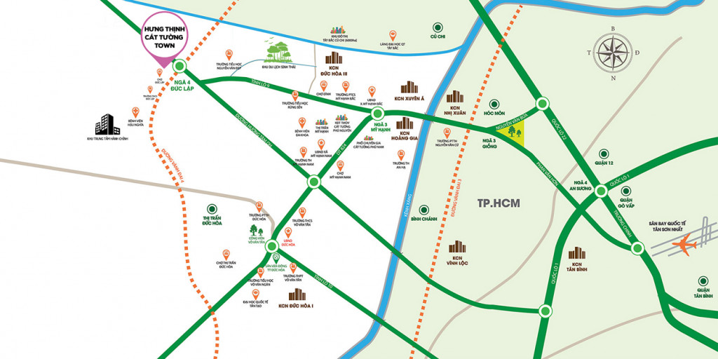 Bản đồ vị trí chiến lược của Khu dân cư Hưng Thịnh Cát Tường Town