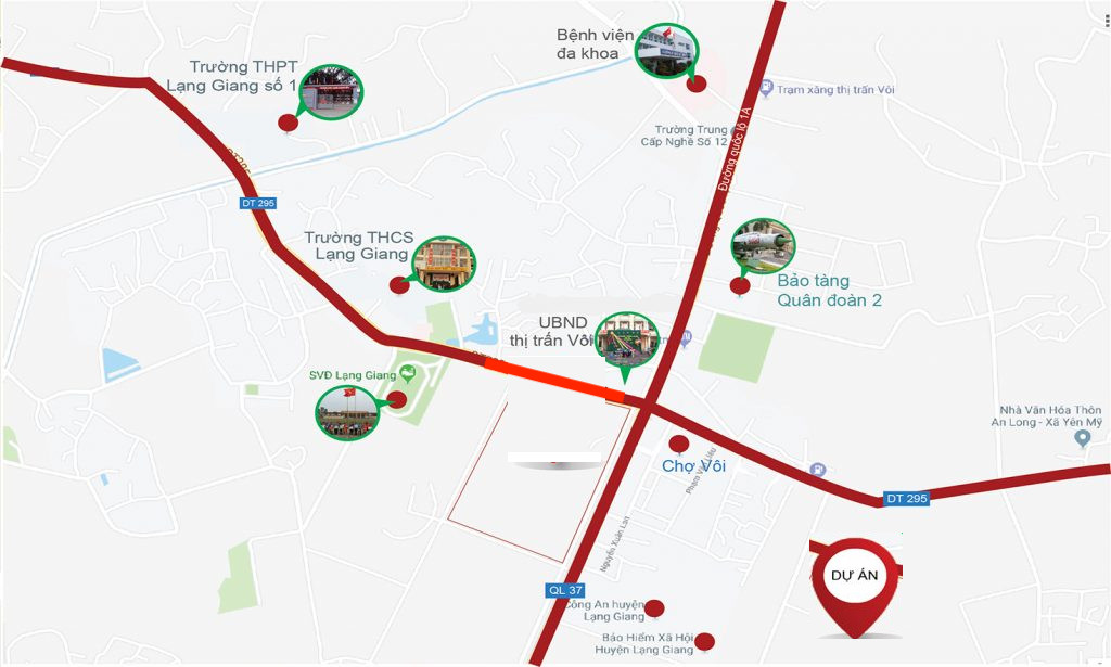 Bản đồ vị trí chiến lược của Khu đô thị mới phía Đông thị trấn Vôi