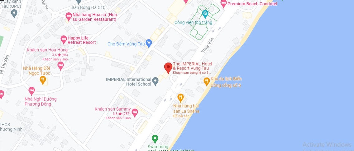 Bản đồ vị trí chiến lược của The Imperial Vũng Tàu tại trung tâm thành phố