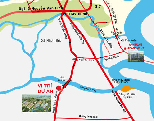 Bản đồ vị trí dự án Anh Tuấn Garden tại Nhà Bè
