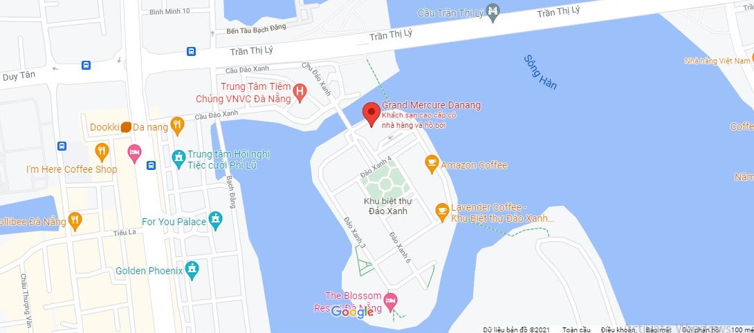 Bản đồ vị trí Khách sạn Grand Mercure Đà Nẵng tại Đảo Xanh