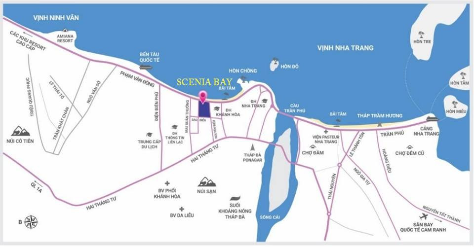 Bản đồ vị trí Scenia Bay Nha Trang trên bản đồ du lịch