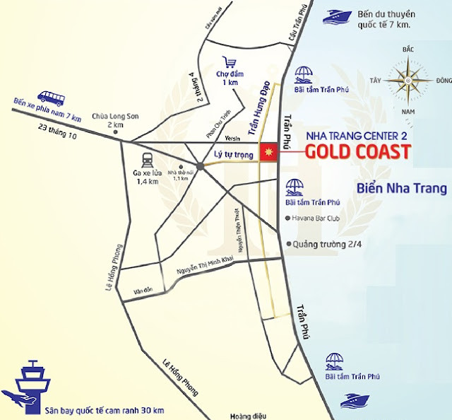 Bản đồ vị trí trung tâm của dự án căn hộ Gold Coast Nha Trang