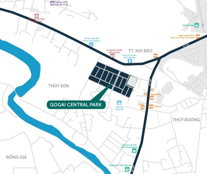 Bản đồ vị trí trung tâm của Khu đô thị Gò Gai Central Park