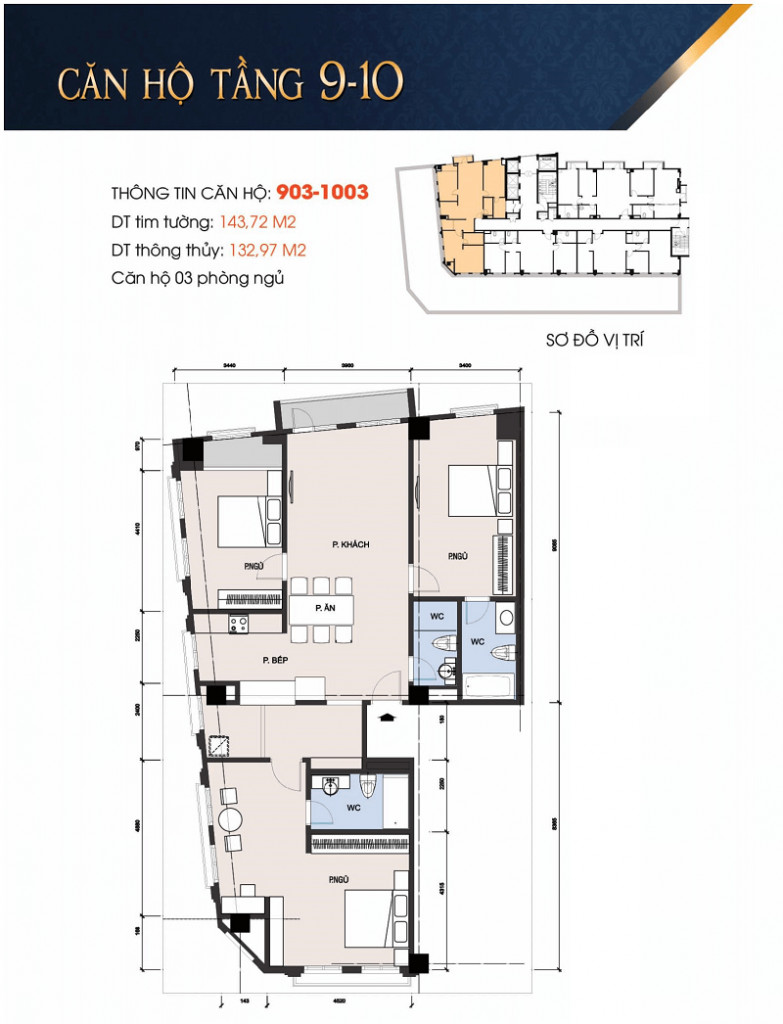 Bản vẽ mặt bằng chi tiết căn hộ 903-1003 của dự án T-Place 30A Lý Thường Kiệt