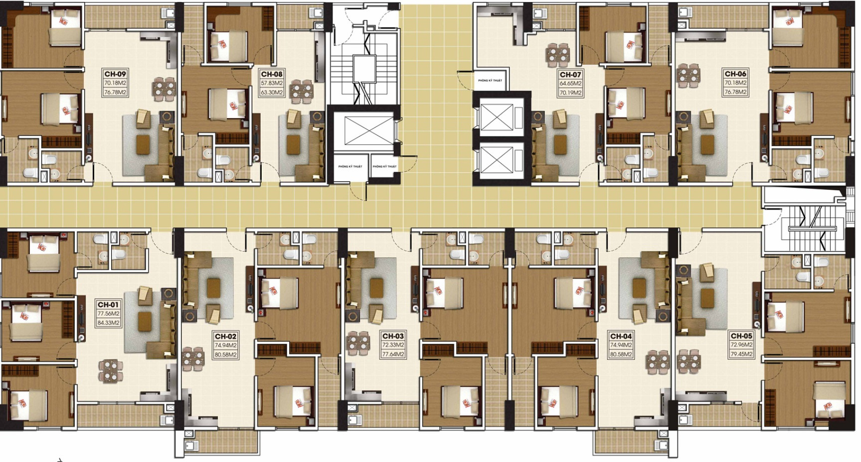 Bản vẽ mặt bằng tổng thể chung cư của dự án Huy Hùng với các block