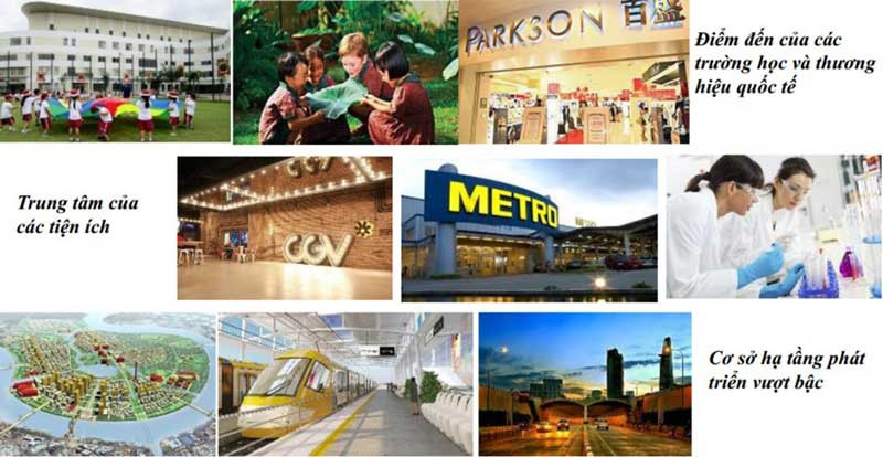 Các tiện ích ngoại khu đa dạng và phong phú xung quanh dự án biệt thự Villa Veneta.