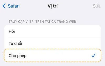 Cho phép Safari sử dụng vị trí để tìm kiếm nhà đất hiệu quả