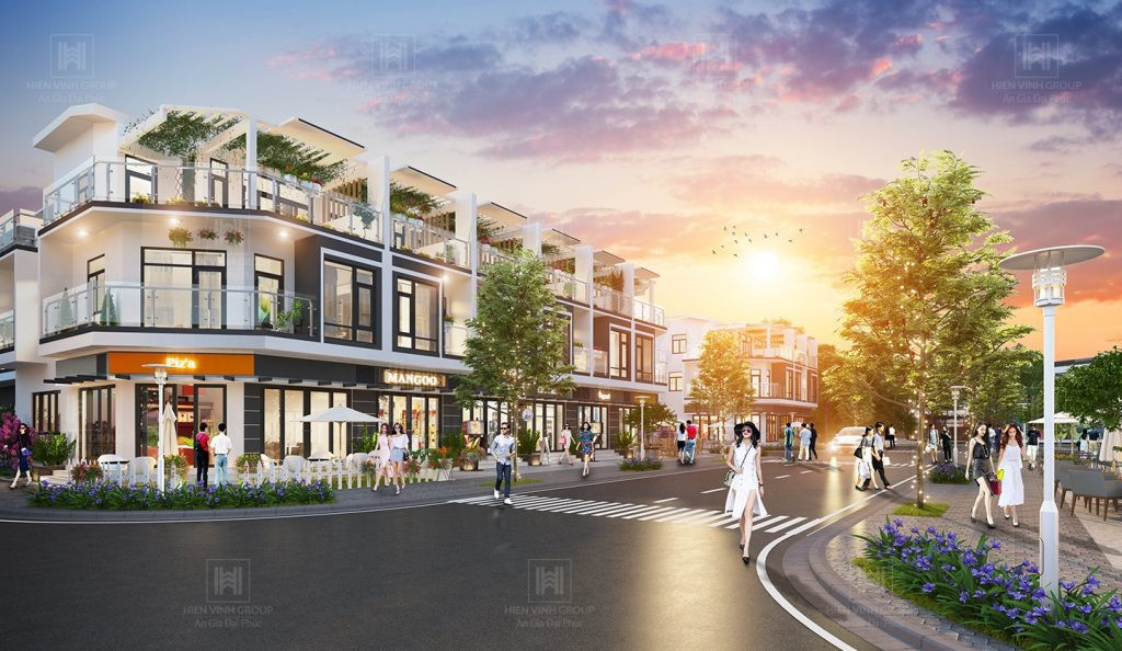 Con đường nội khu và nhà phố tại Hưng Thịnh Cát Tường Town