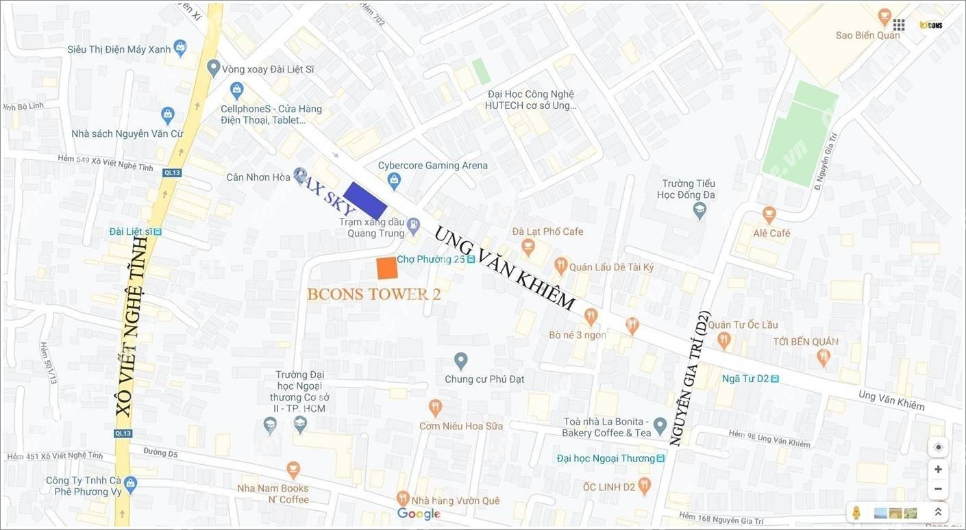 Địa điểm tòa nhà Bcons Tower II trên đường Ung Văn Khiêm
