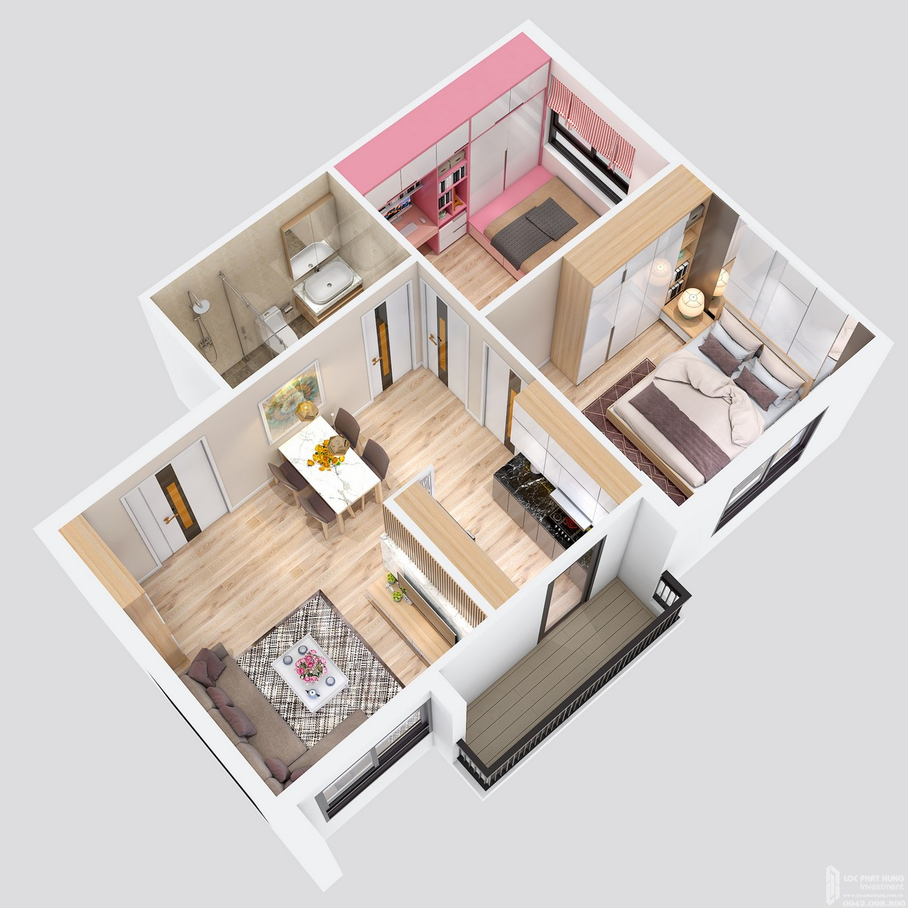 Hình ảnh căn hộ 2 phòng ngủ của dự án Unico Thăng Long