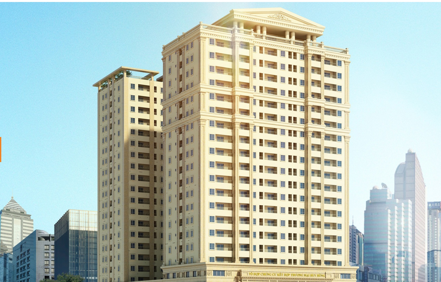 Hình ảnh tòa nhà chung cư dự án Huy Hùng nổi bật giữa khu dân cư