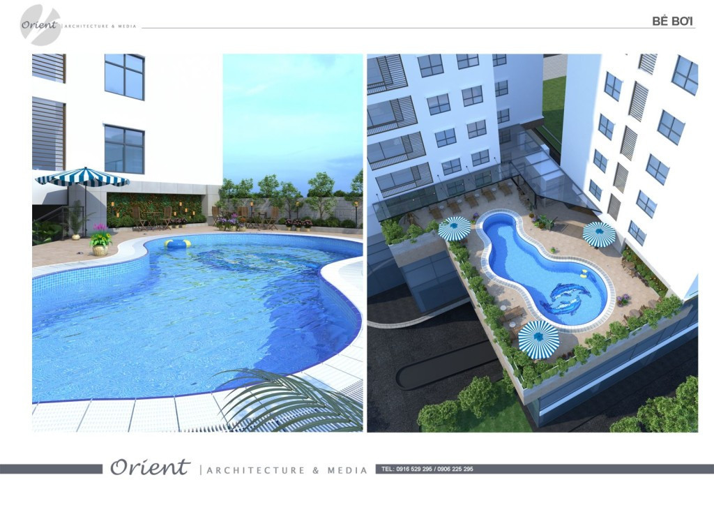 Hồ bơi rộng lớn tại dự án Hong Kong Tower