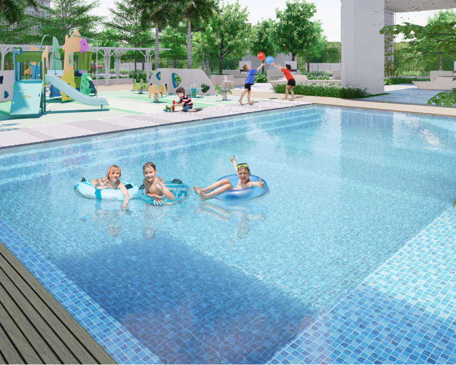 Hồ bơi vô cực rộng lớn tại C Sky View mang phong cách resort