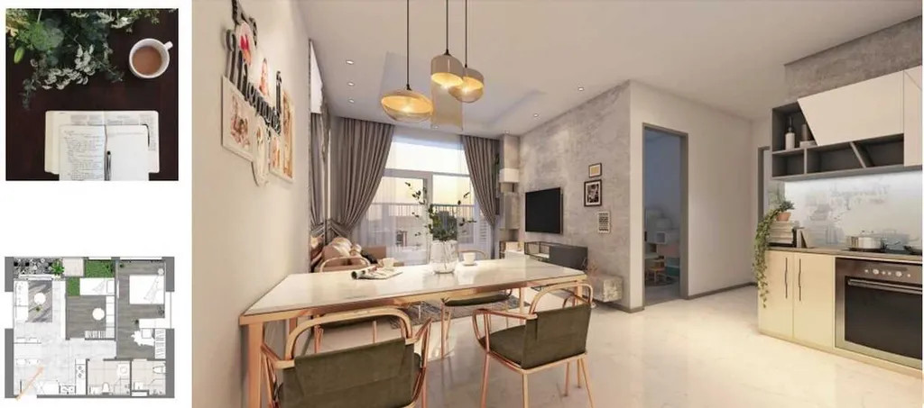 Không gian phòng khách căn hộ chung cư Tôn Thất Thuyết với thiết kế hiện đại