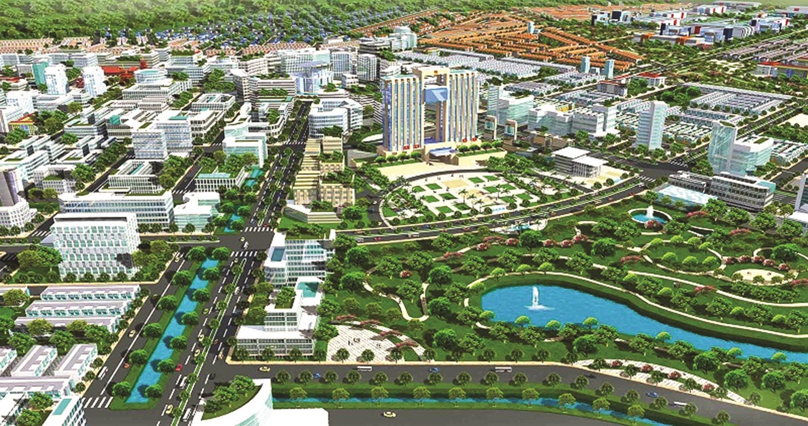 Không gian xanh và đường nội bộ Khu công nghệ cao Hòa Lạc