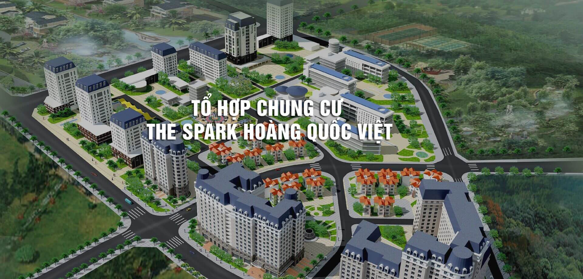 Khu đô thị Cổ Nhuế nhìn từ trên cao với cảnh quan và các tòa nhà chung cư