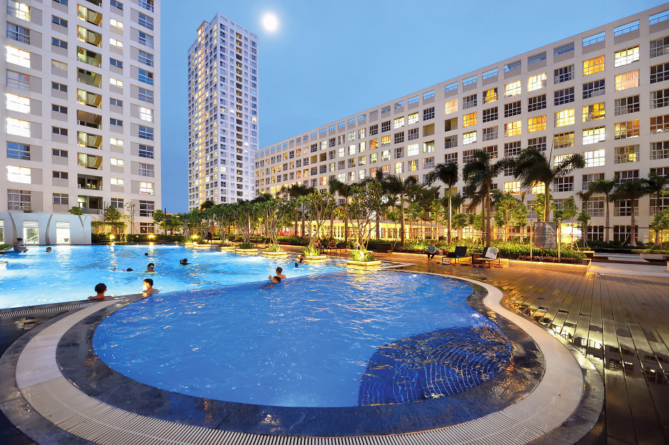 Khu đô thị Phú Mỹ Hưng nhìn từ trên cao với không gian xanh