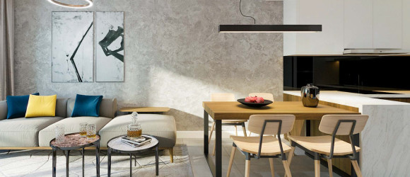 Khu vực bếp được thiết kế mở và đầy đủ tiện ích trong căn hộ C Sky View