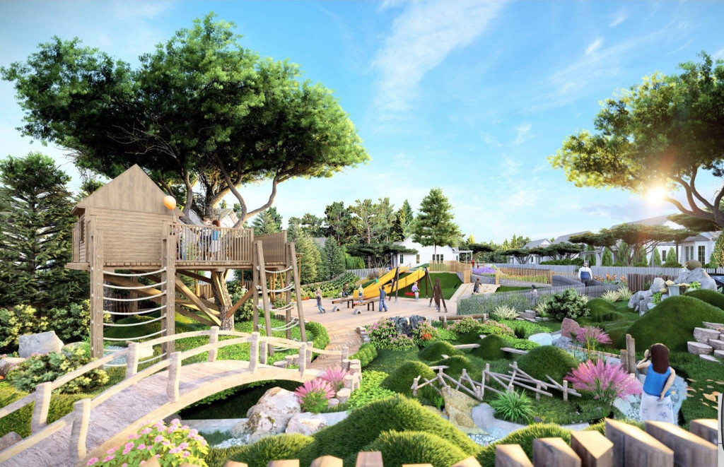 Khung cảnh yên bình tại dự án Country Dream Bảo Lộc với đồi núi và cây xanh