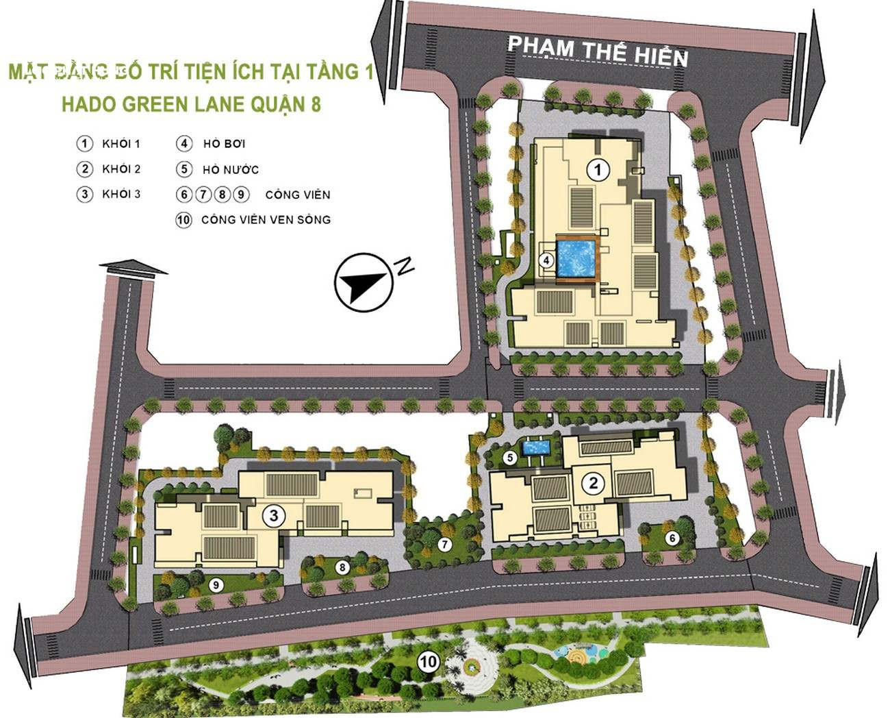 Mặt bằng bố trí tiện ích tầng 1 tại chung cư Hà Đô Green Lane