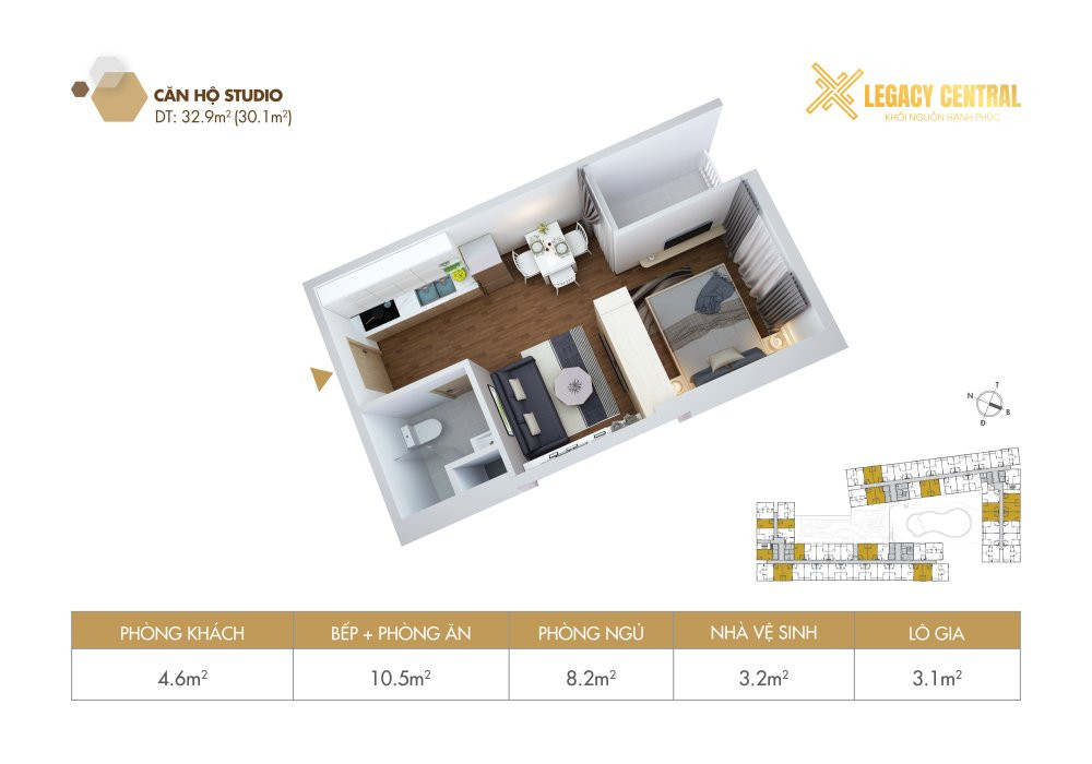 Mặt bằng căn hộ Studio