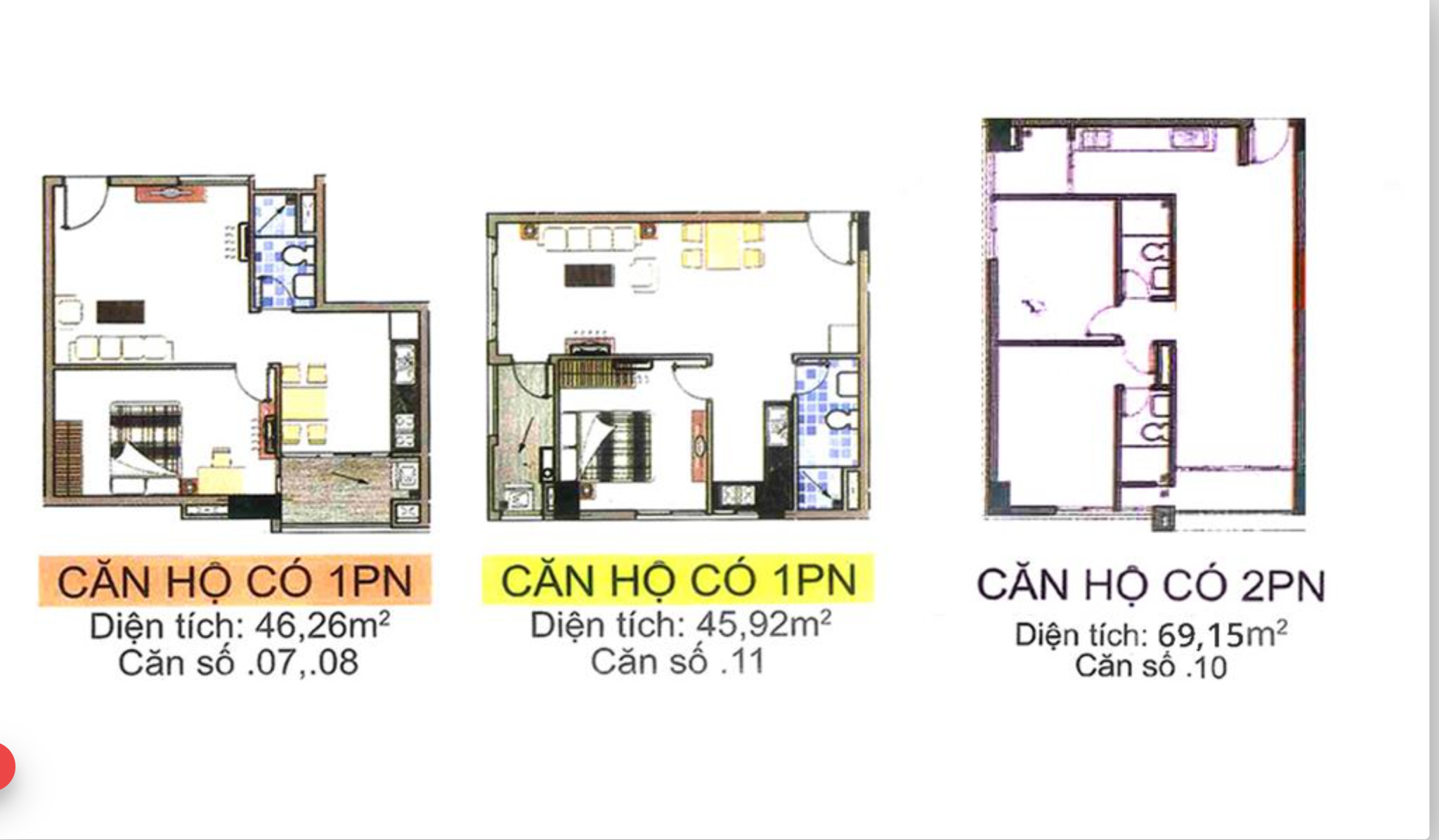 Mặt bằng chi tiết các loại hình căn hộ tại Chung cư Khuông Việt