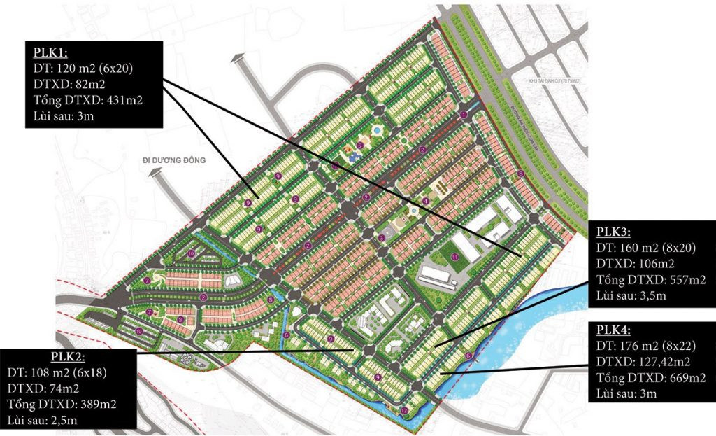 Mặt bằng chi tiết dãy nhà liền kề Sun Grand City New An Thới