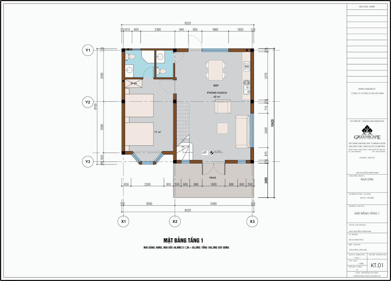 Mặt bằng chi tiết tầng 1 của biệt thự tại Sunset Villas &amp; Resort